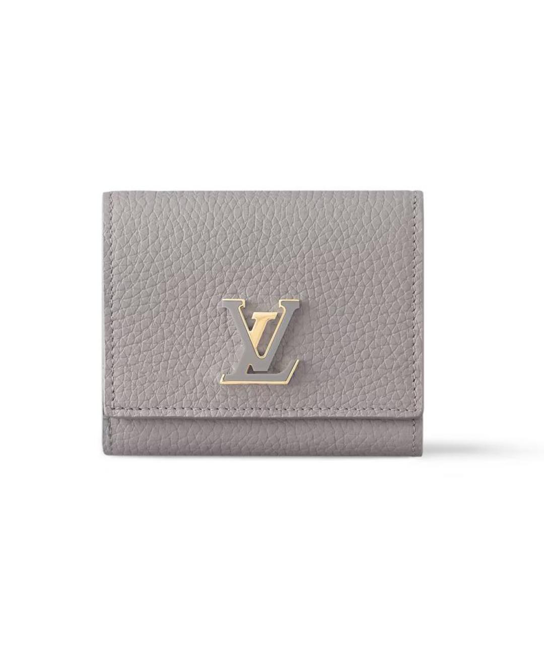 LOUIS VUITTON Серый кожаный кошелек, фото 5