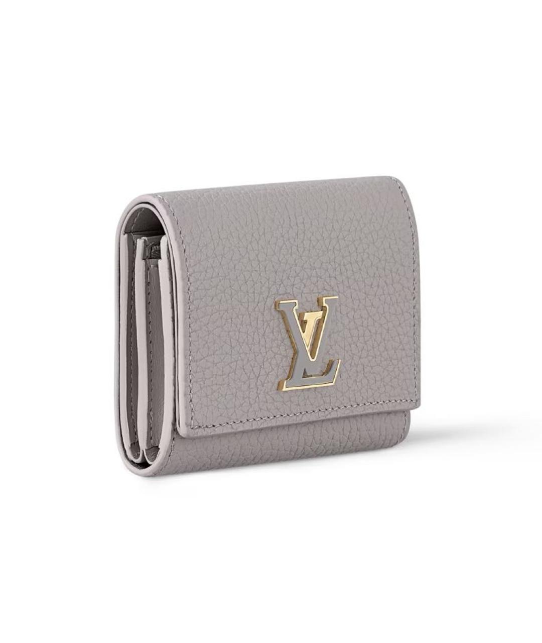 LOUIS VUITTON Серый кожаный кошелек, фото 2