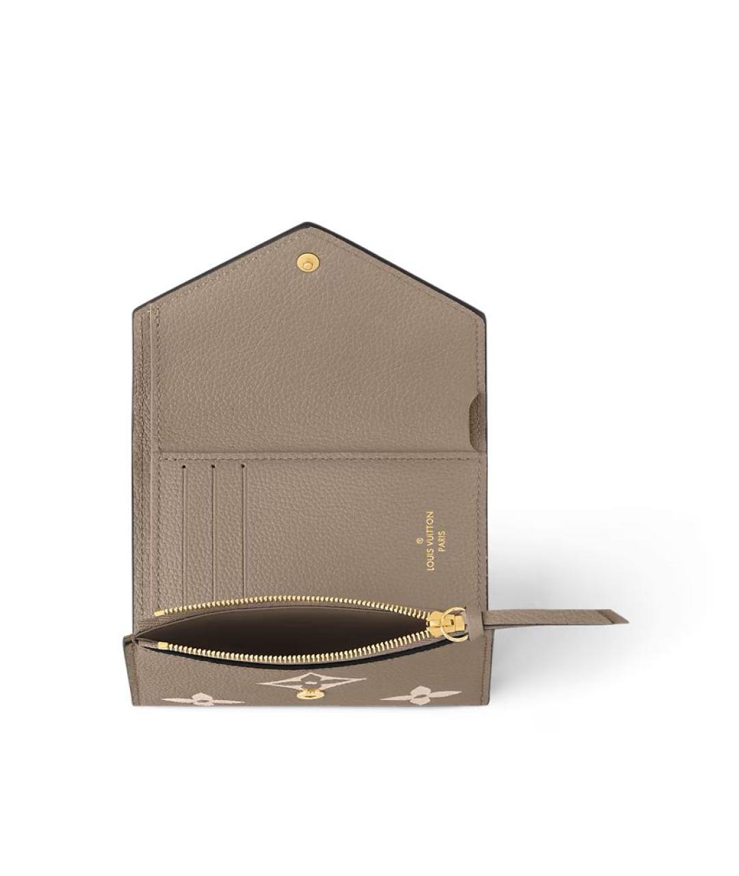 LOUIS VUITTON Бежевый кожаный кошелек, фото 3