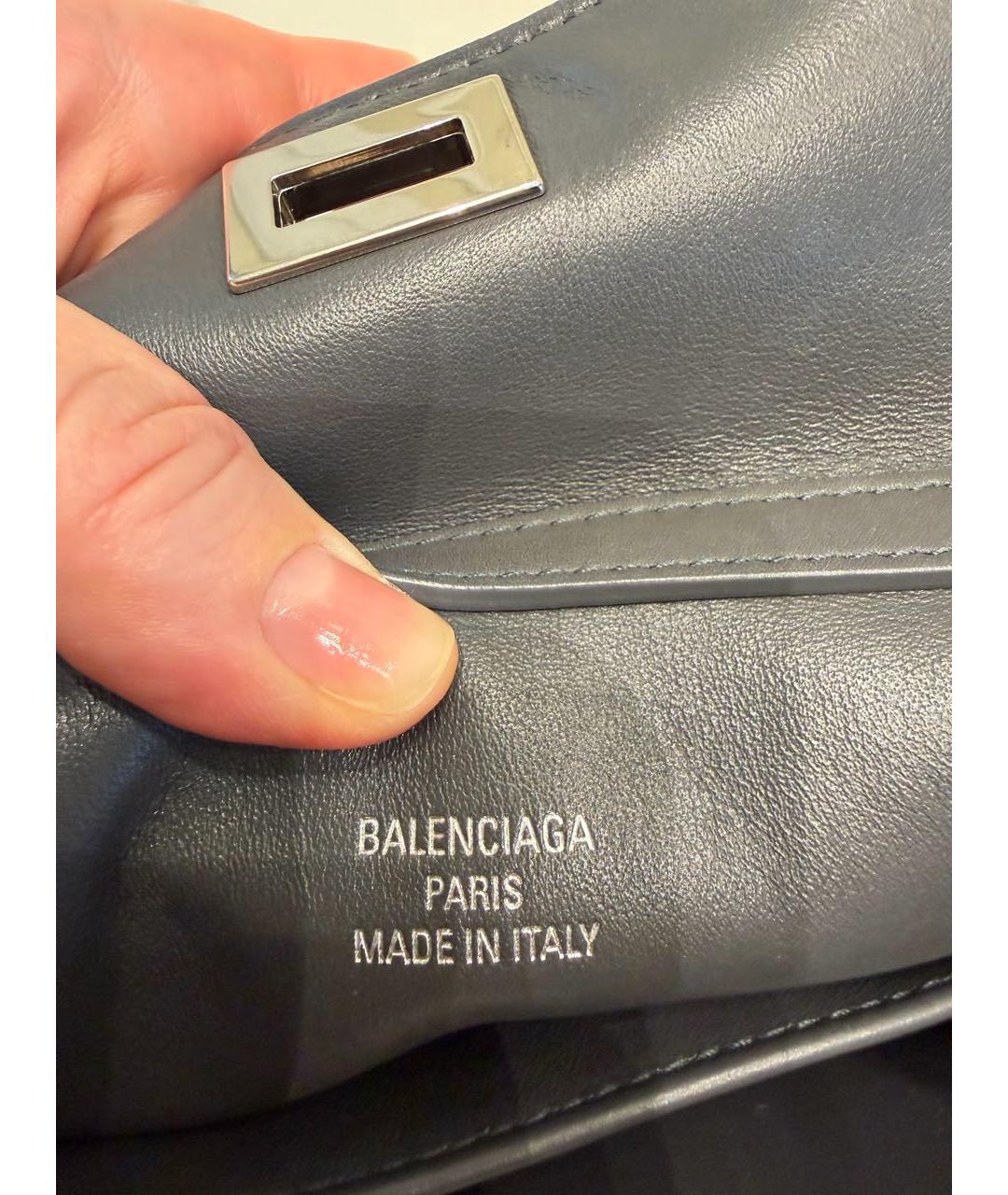 BALENCIAGA Антрацитовая кожаная сумка через плечо, фото 7