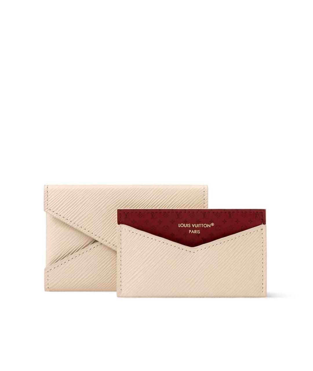 LOUIS VUITTON Бежевый кожаный кардхолдер, фото 5