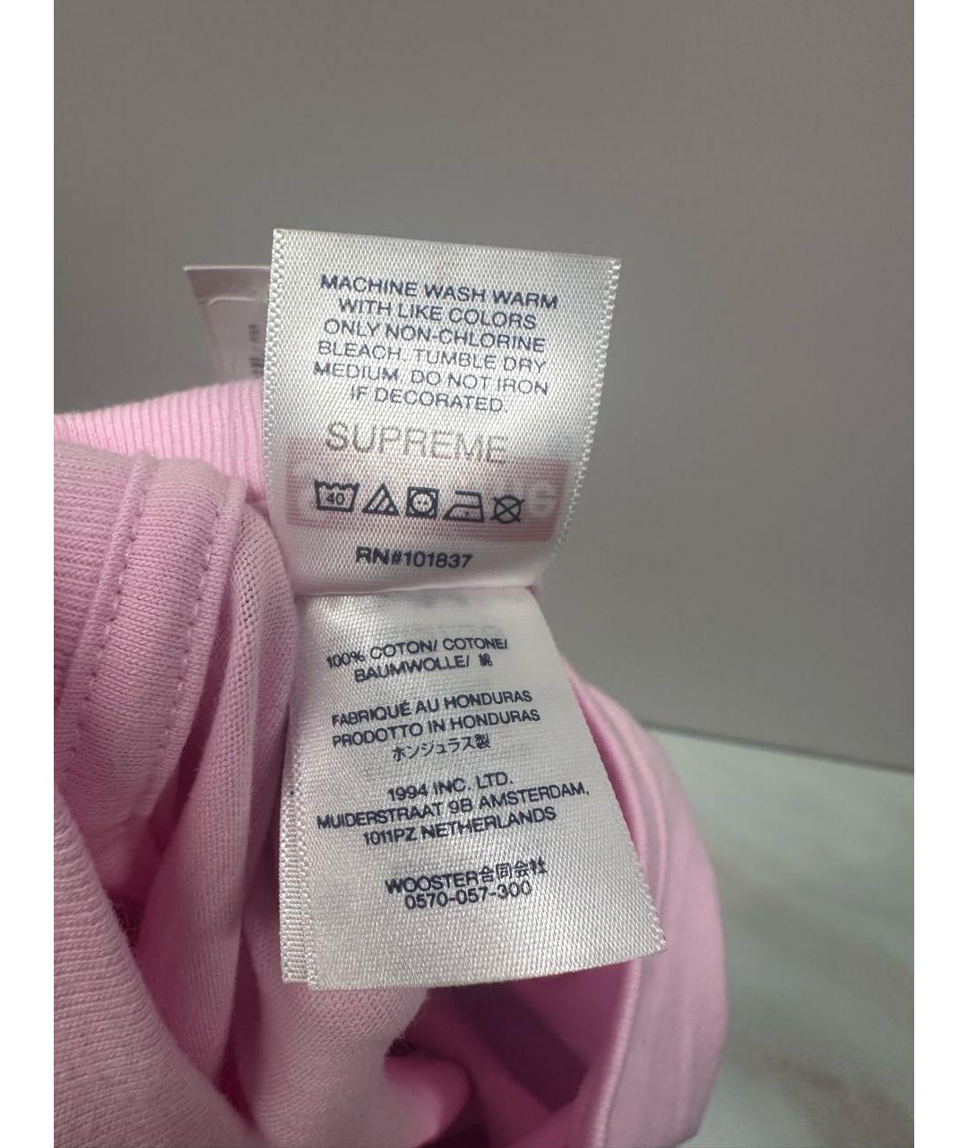 SUPREME Розовая хлопковая футболка, фото 6