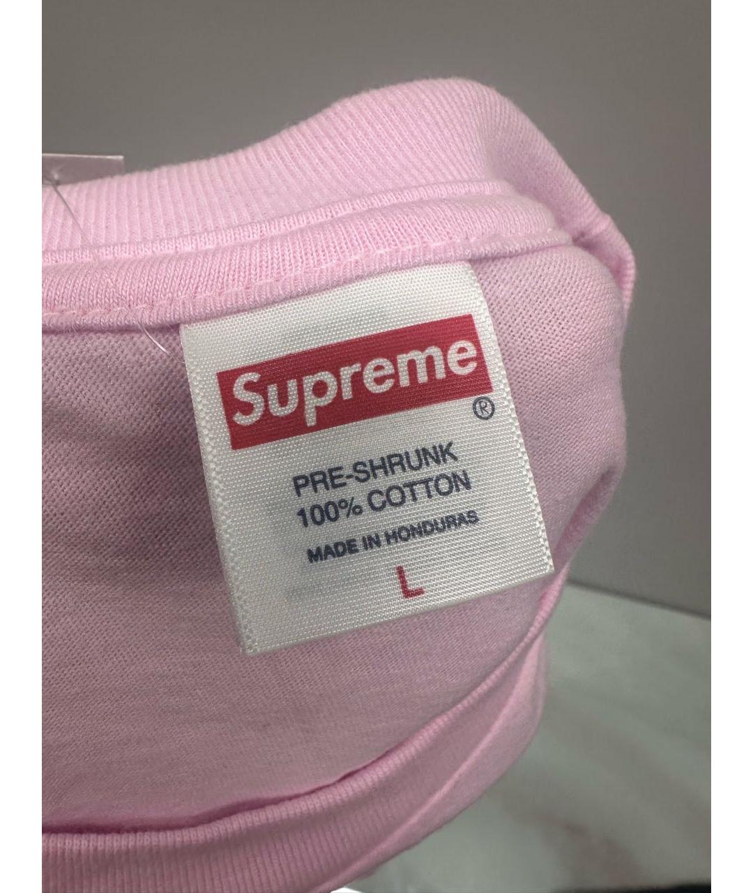 SUPREME Розовая хлопковая футболка, фото 5