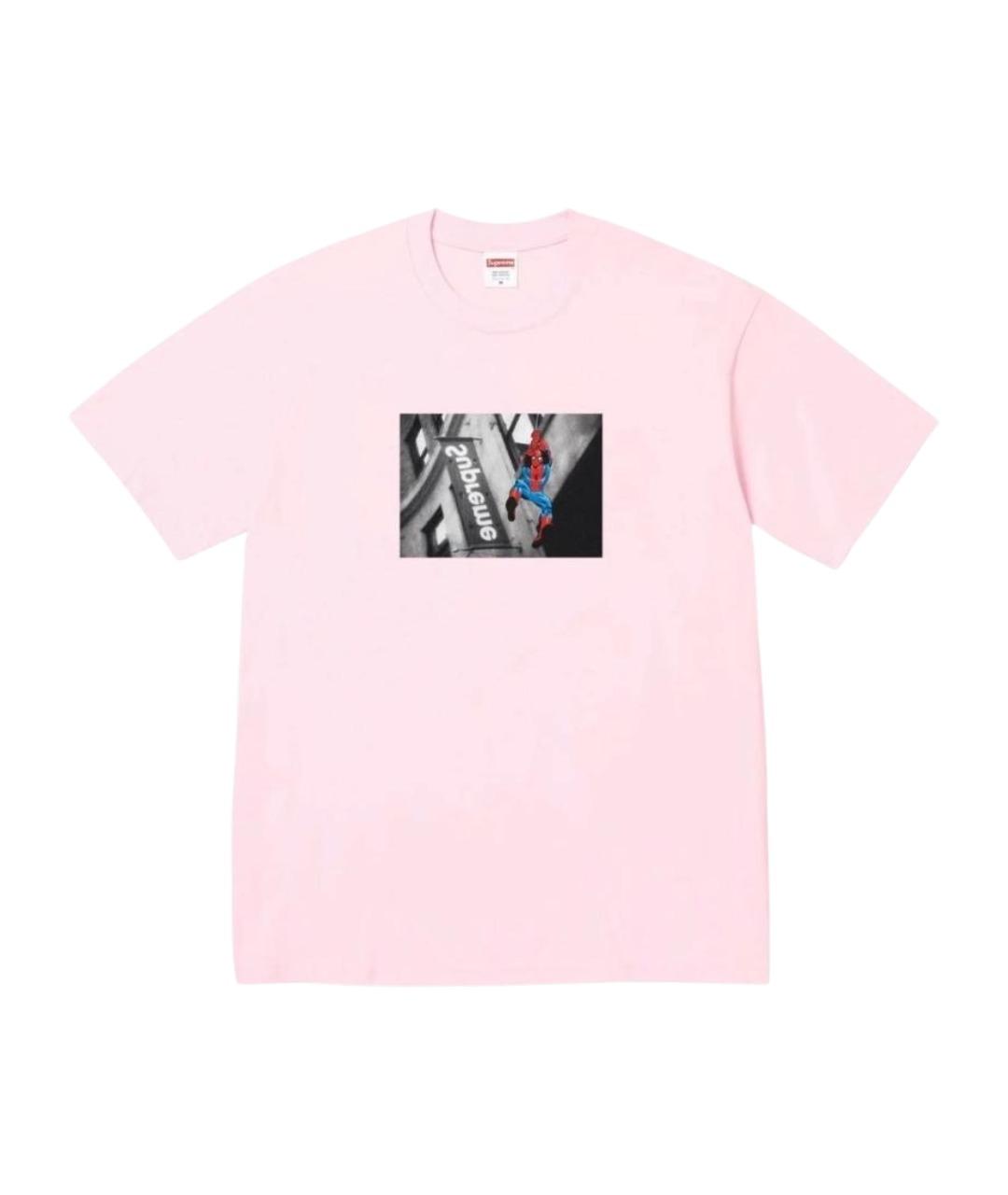 SUPREME Розовая хлопковая футболка, фото 1
