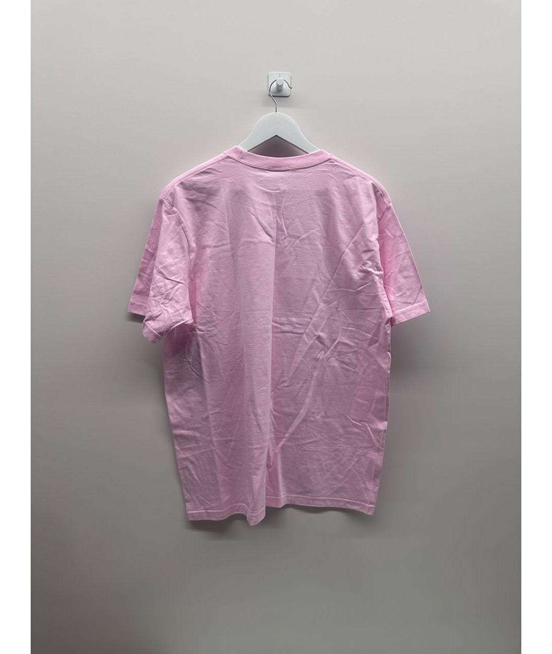 SUPREME Розовая хлопковая футболка, фото 3
