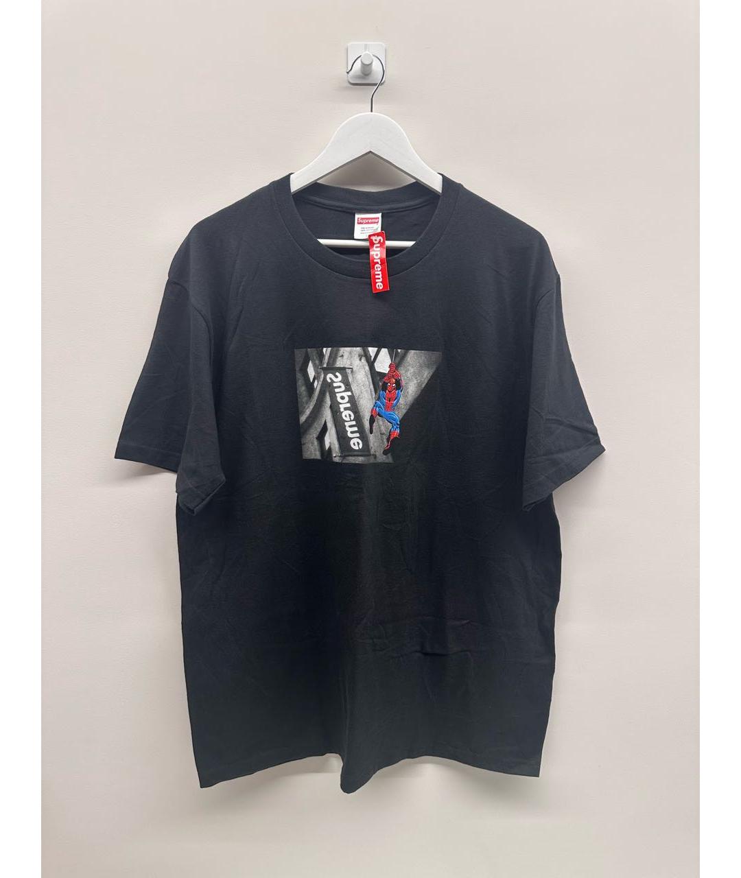 SUPREME Черная хлопковая футболка, фото 3