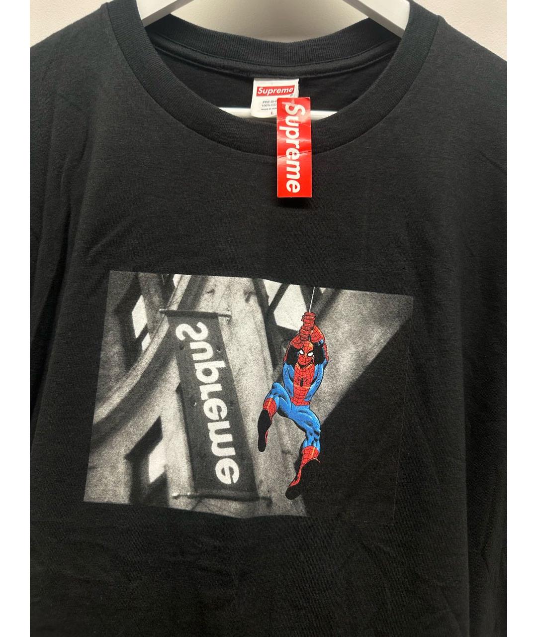 SUPREME Черная хлопковая футболка, фото 4