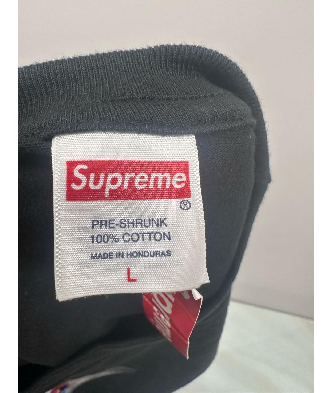 SUPREME Черная хлопковая футболка, фото 6