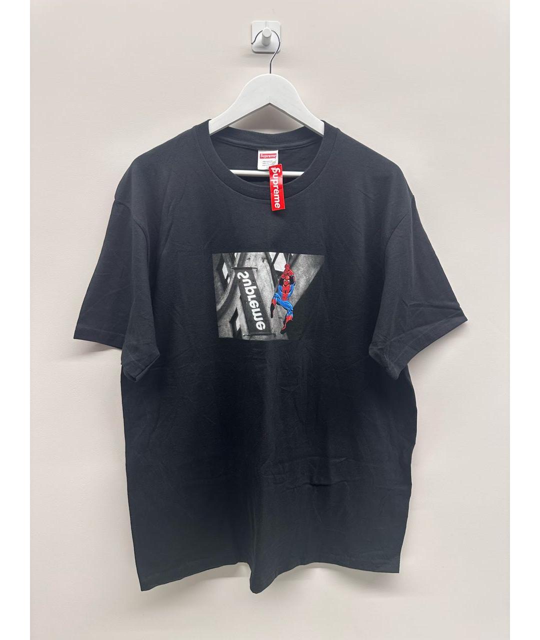 SUPREME Черная хлопковая футболка, фото 2