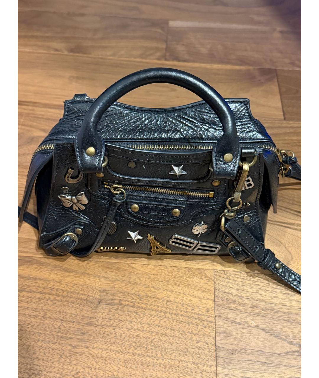 BALENCIAGA Черная кожаная сумка с короткими ручками, фото 4