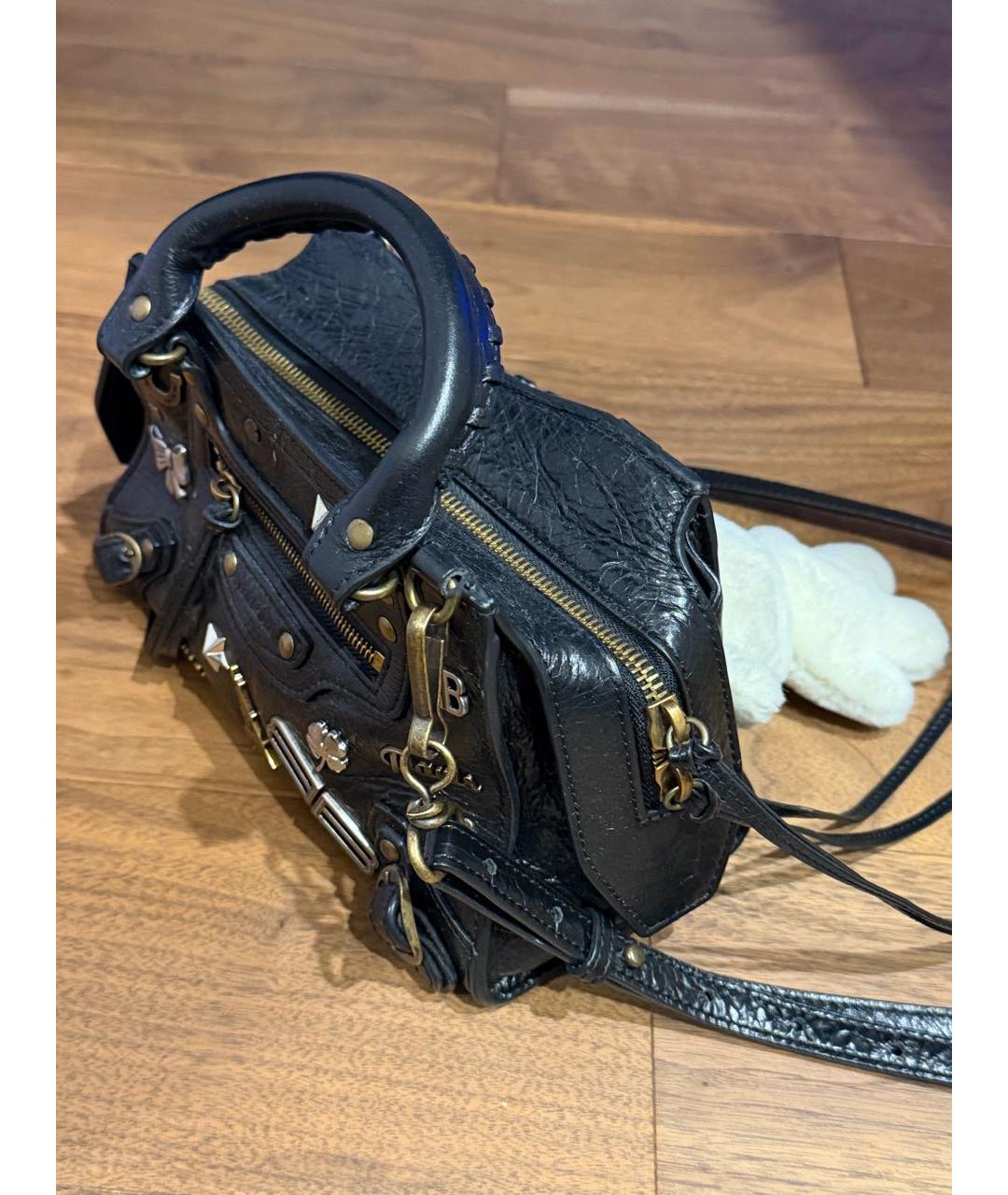 BALENCIAGA Черная кожаная сумка с короткими ручками, фото 2
