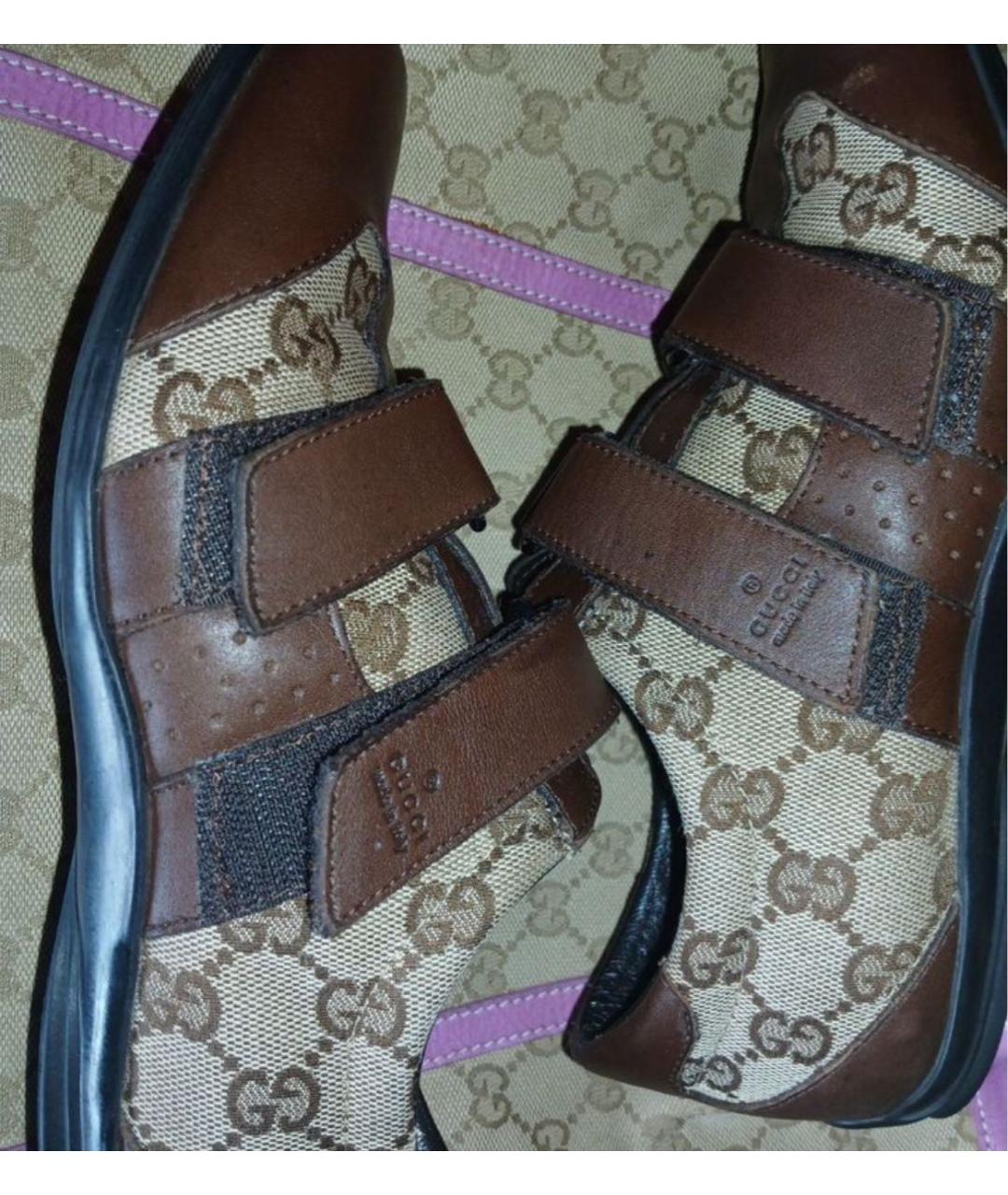 GUCCI Бежевые текстильные кеды, фото 3