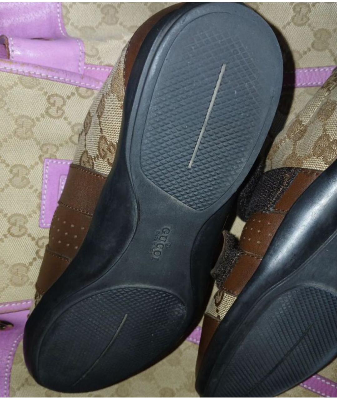 GUCCI Бежевые текстильные кеды, фото 4