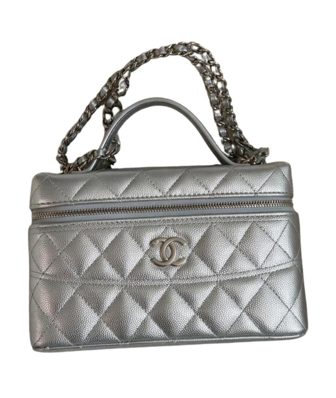 CHANEL Серебряная кожаная сумка тоут, фото 1
