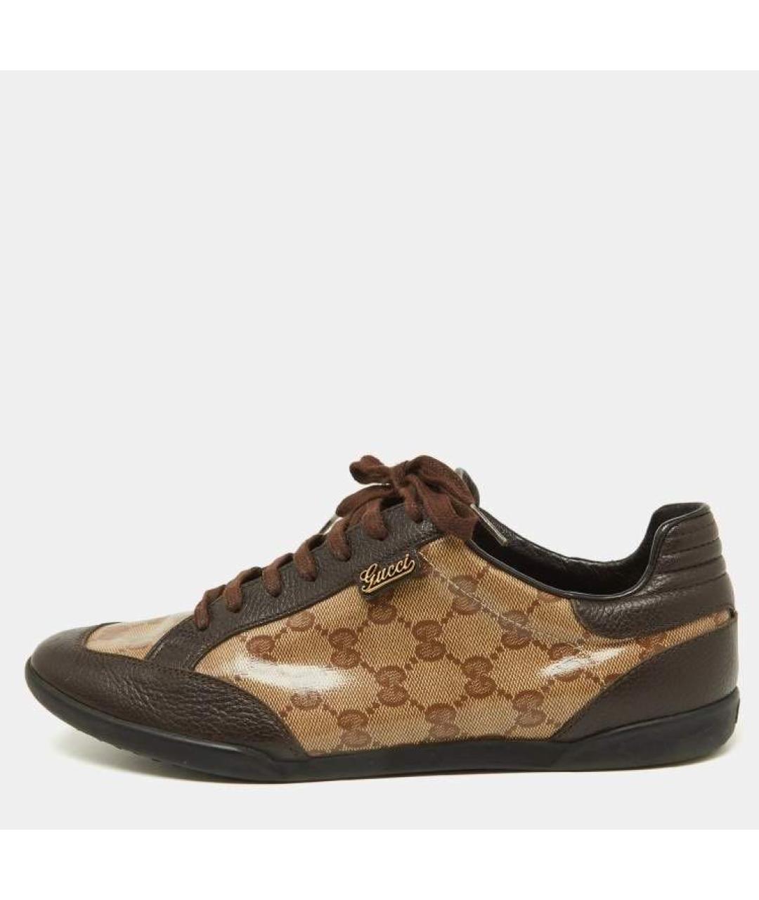 GUCCI Коричневые текстильные кеды, фото 9