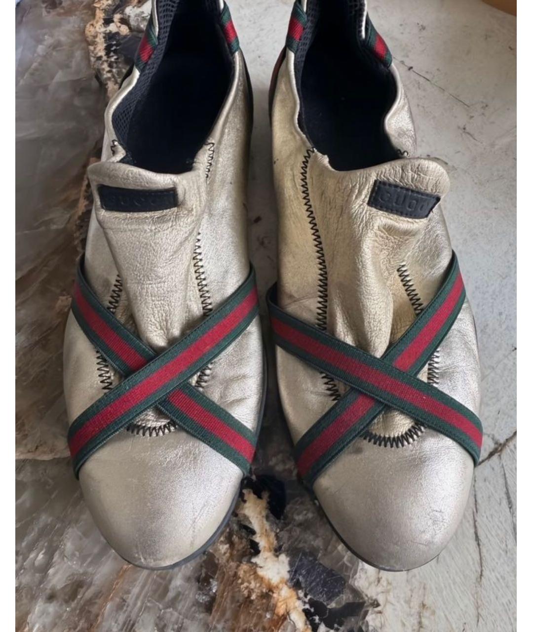 GUCCI Золотые кожаные кеды, фото 2