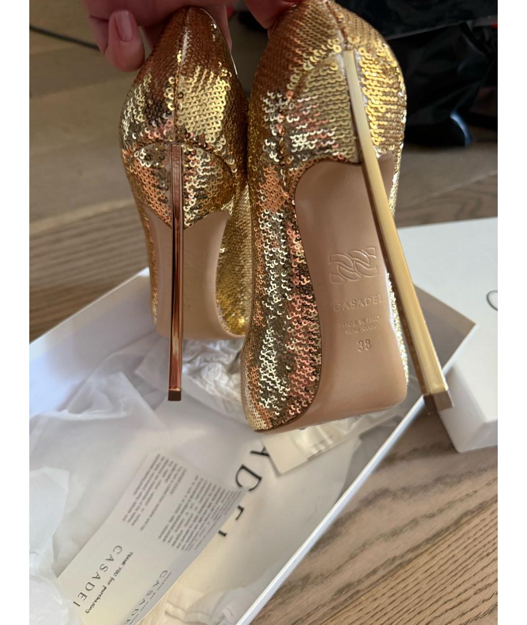 CASADEI Золотые кожаные туфли, фото 4