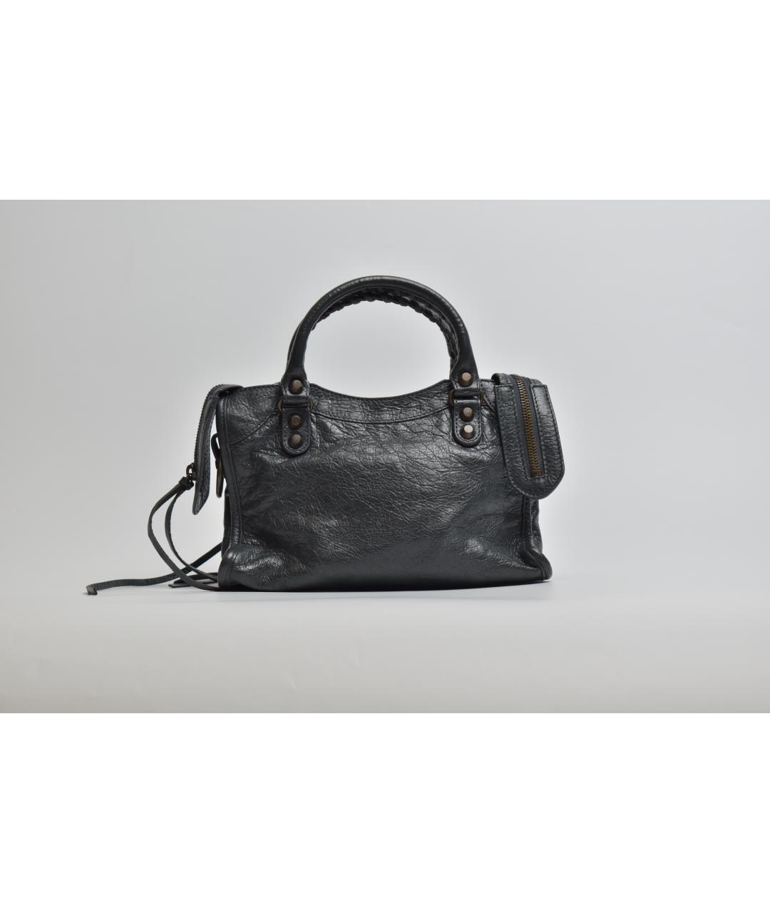 BALENCIAGA Серая кожаная сумка с короткими ручками, фото 3