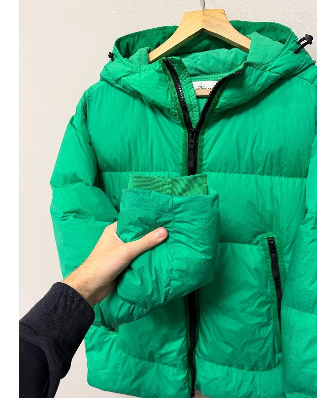 STONE ISLAND Зеленый пуховик, фото 3