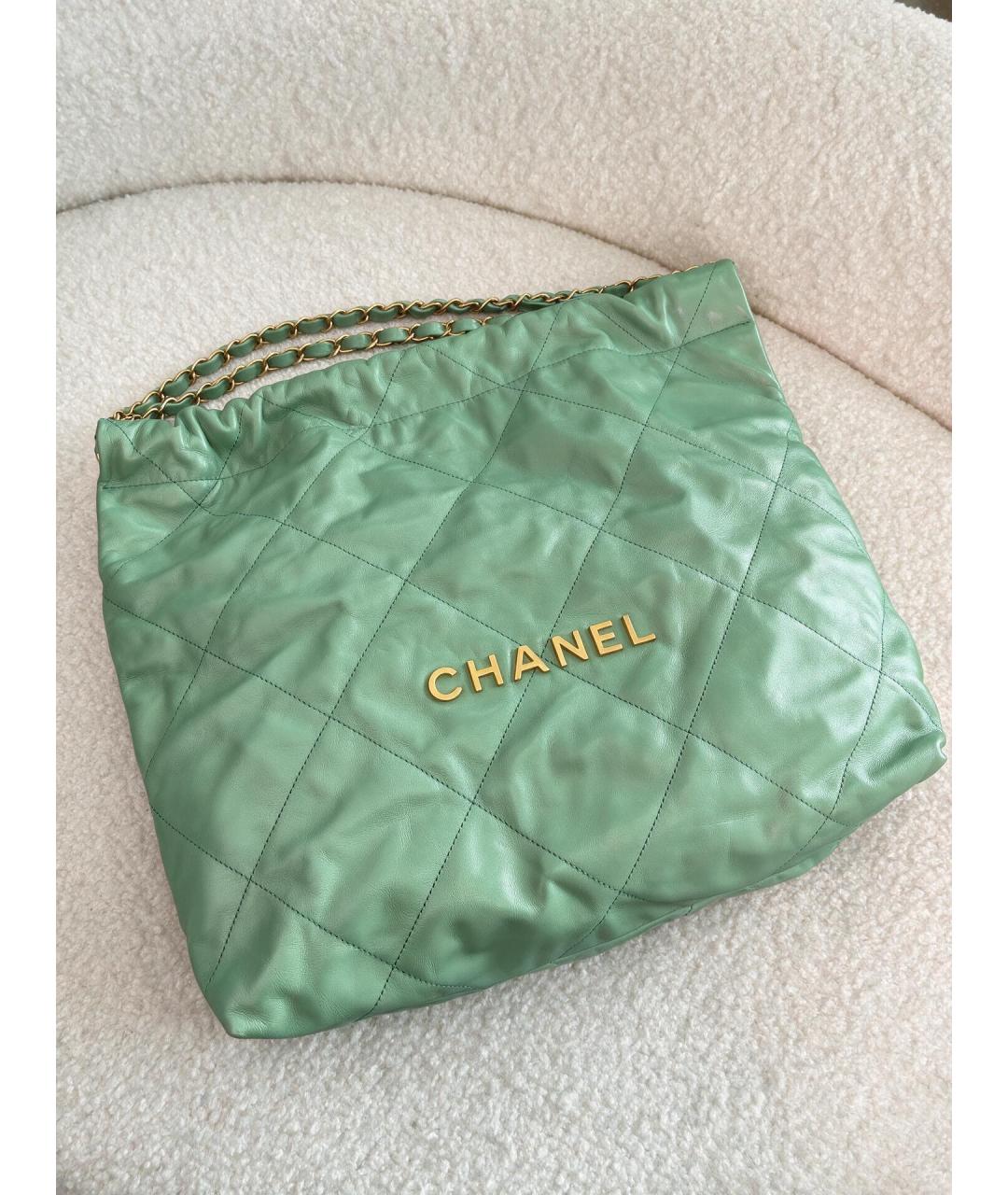 CHANEL Салатовая кожаная сумка через плечо, фото 5