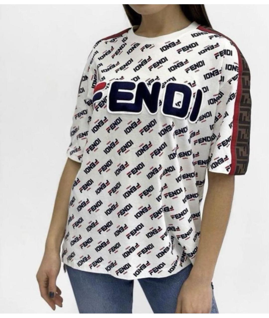 FENDI Белая хлопковая футболка, фото 3