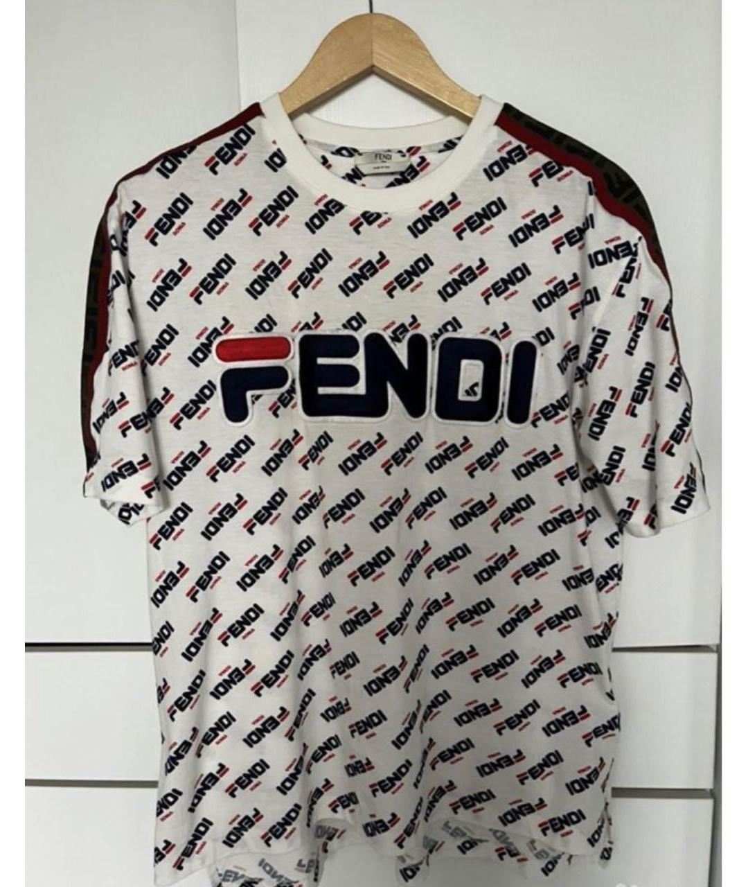 FENDI Белая хлопковая футболка, фото 6