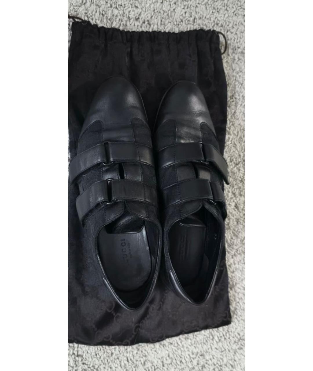 GUCCI Черные кожаные кеды, фото 4