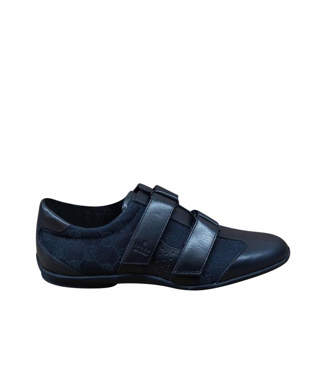 GUCCI Черные кожаные кеды, фото 1