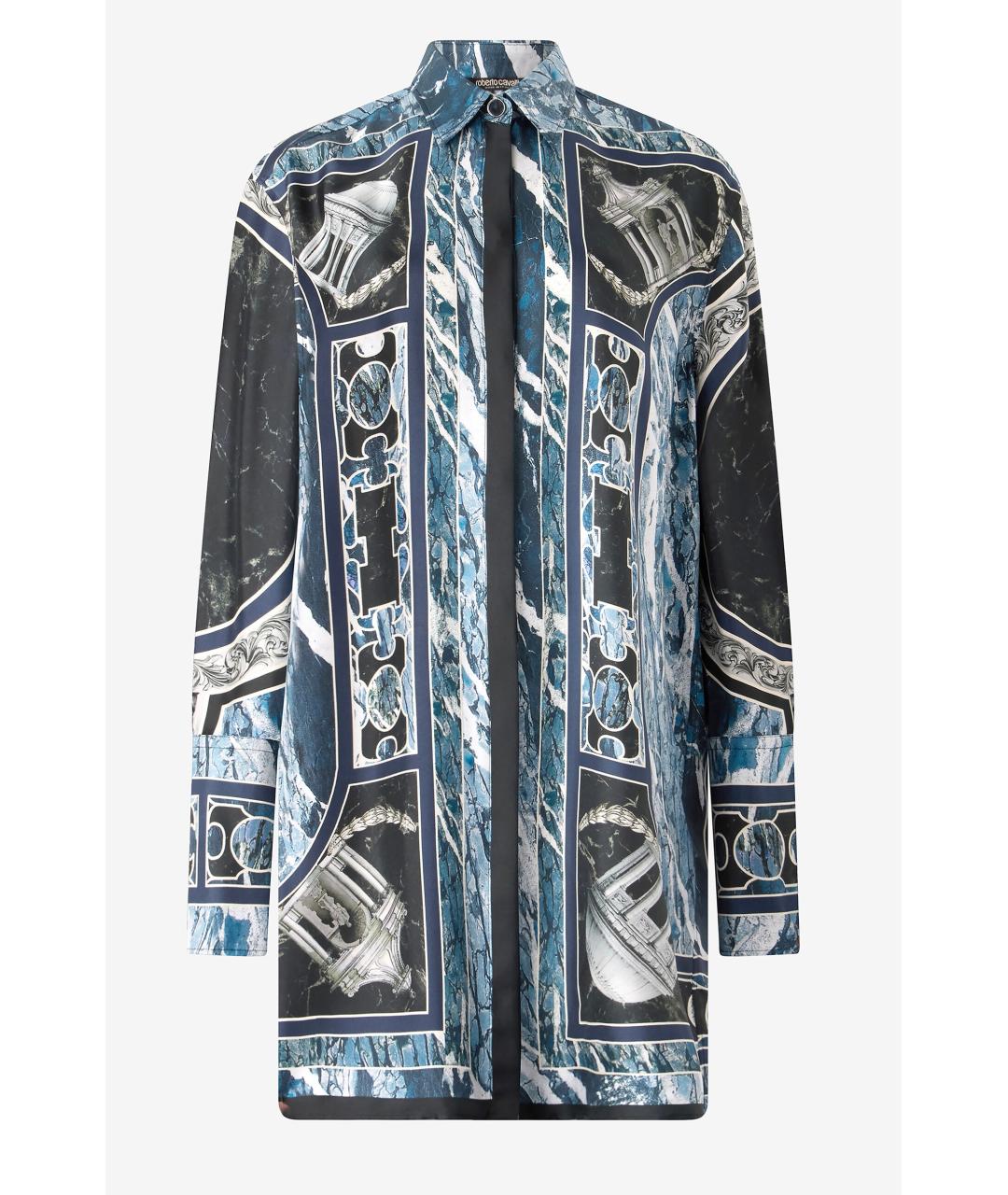 ROBERTO CAVALLI Темно-синее шелковое платье, фото 7