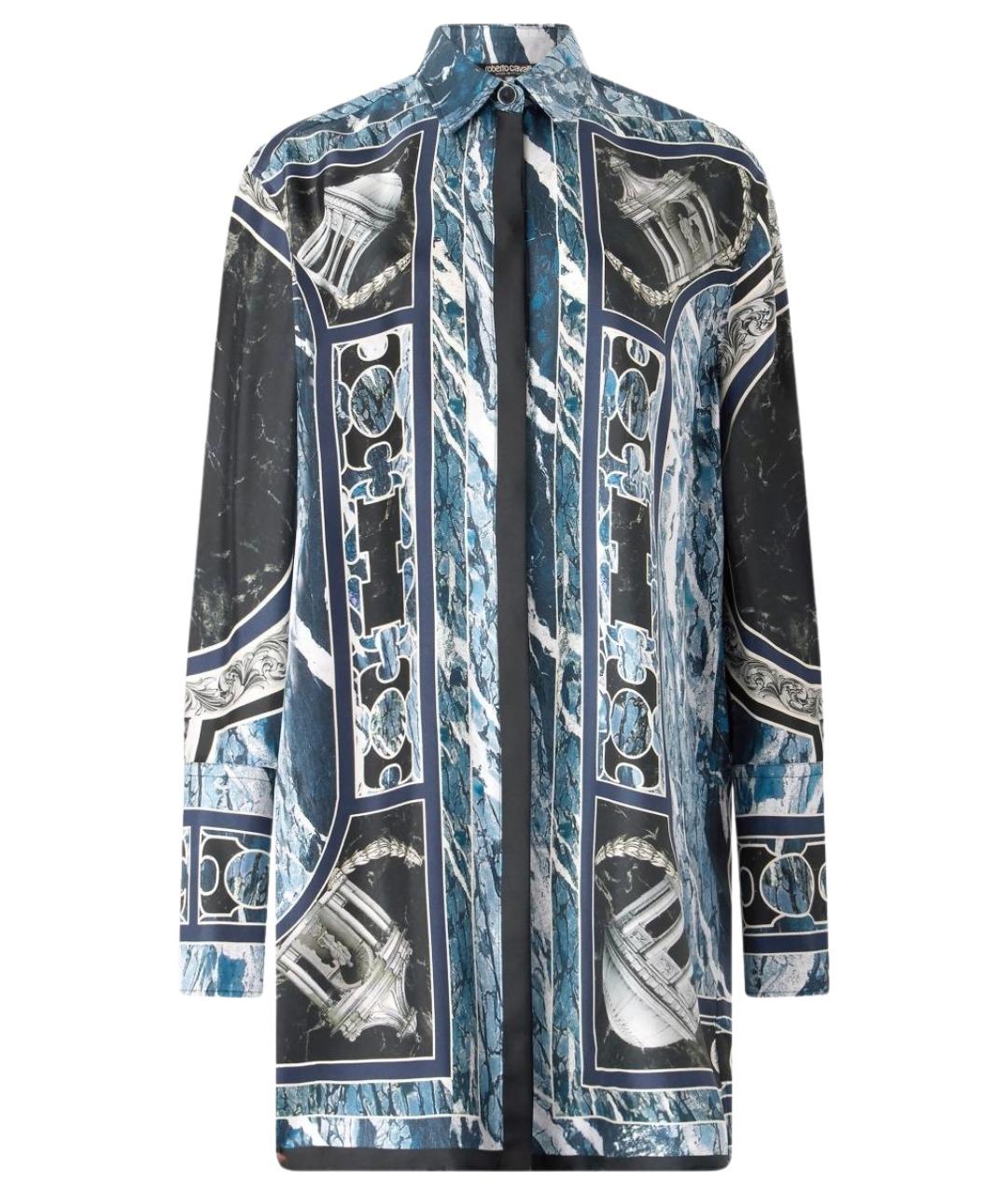 ROBERTO CAVALLI Темно-синее шелковое платье, фото 1