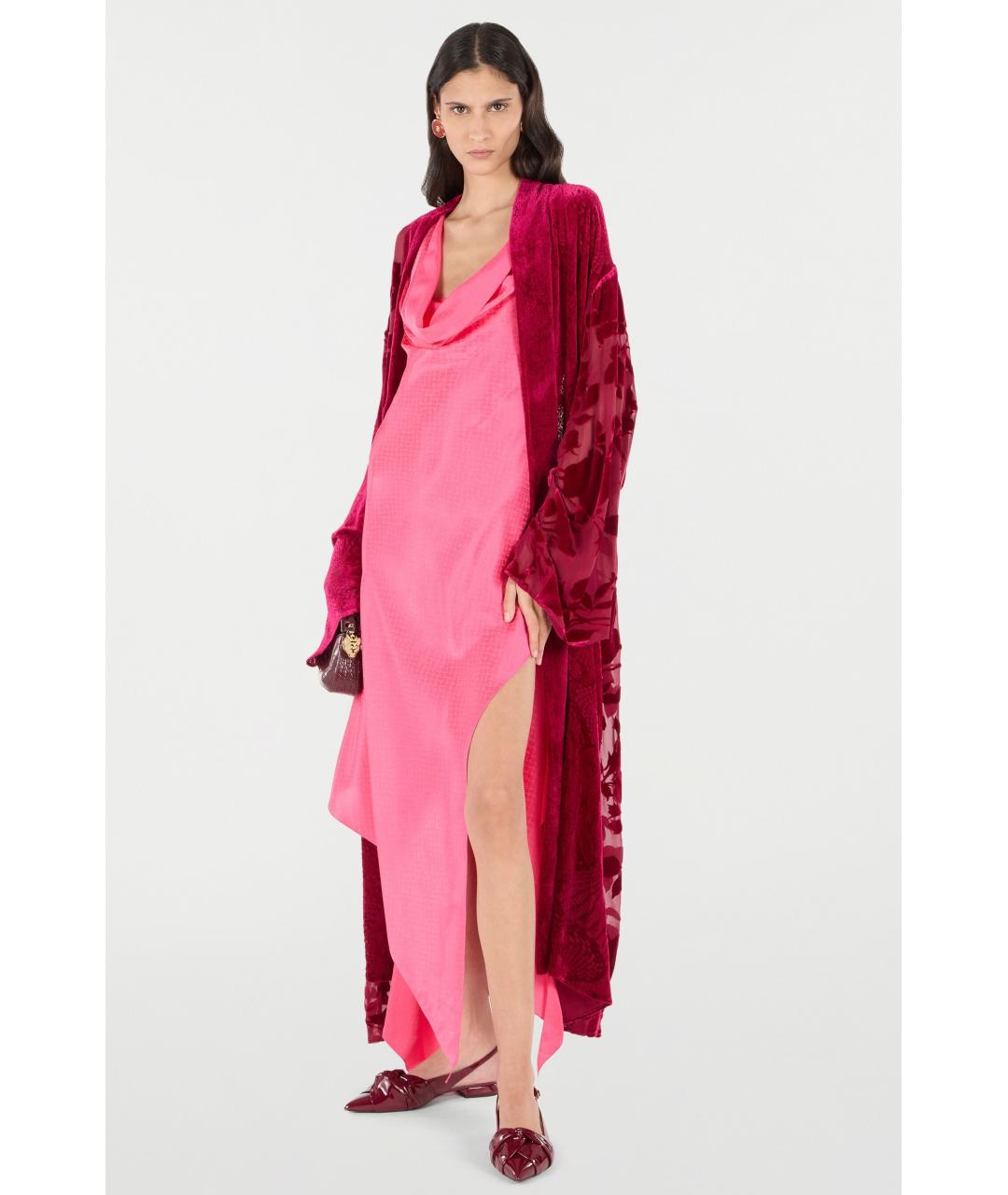 ROBERTO CAVALLI Розовое шелковое коктейльное платье, фото 2