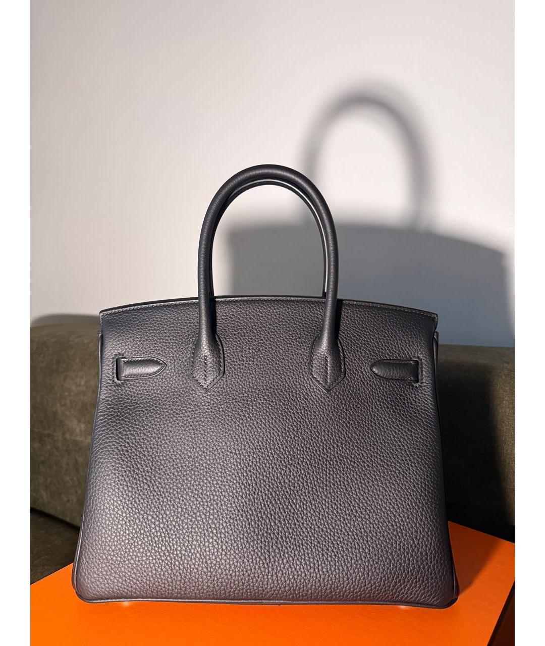 HERMES Черная кожаная сумка с короткими ручками, фото 5