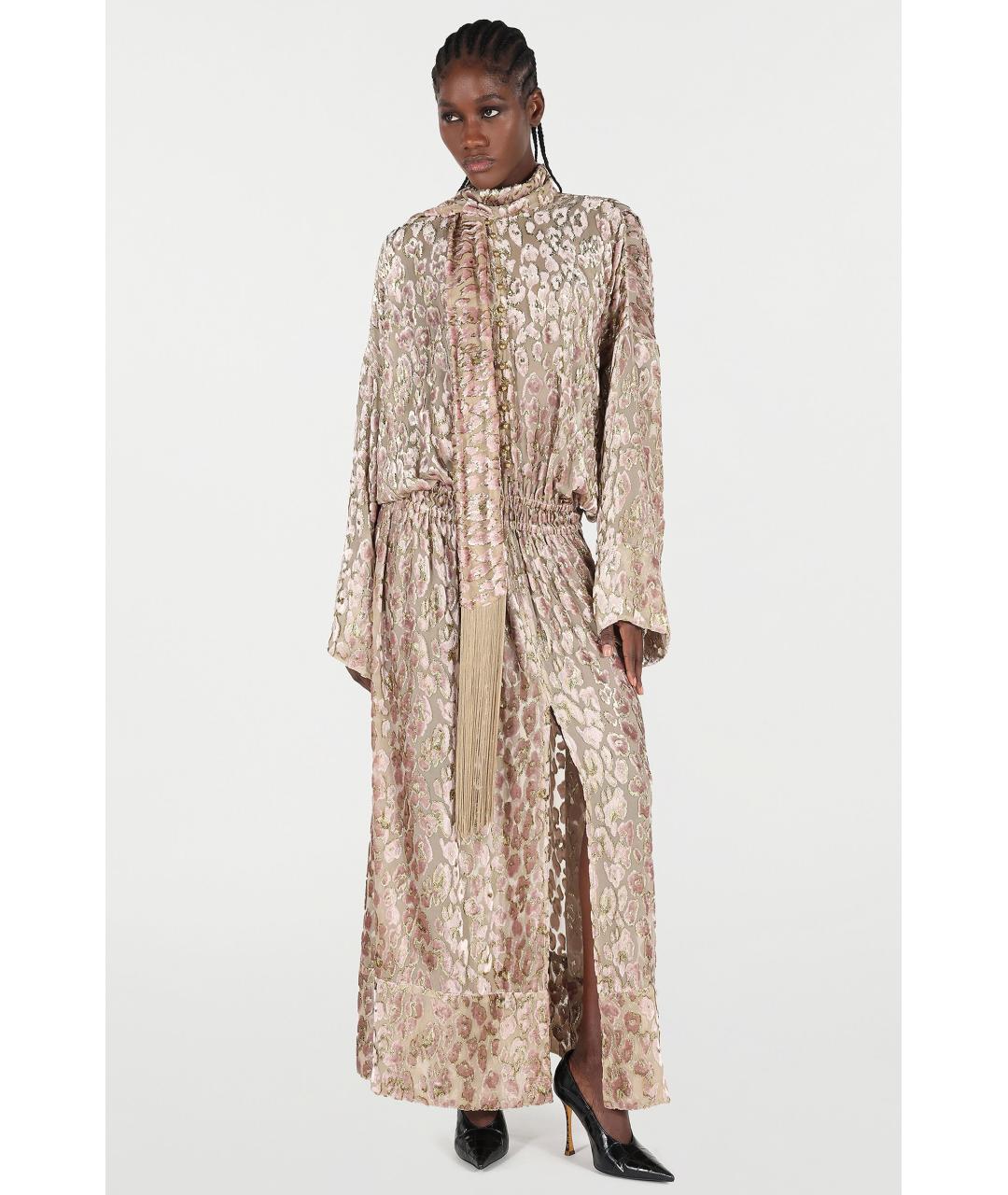 ROBERTO CAVALLI Бежевое вискозное коктейльное платье, фото 2