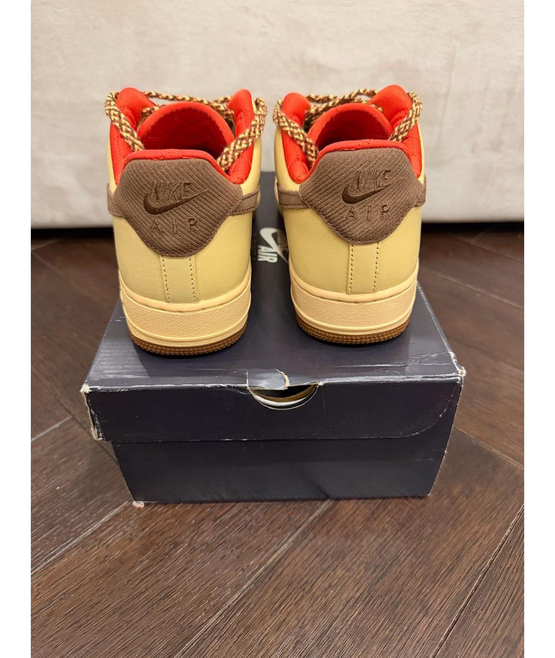 NIKE Бежевые кожаные низкие кроссовки / кеды, фото 3