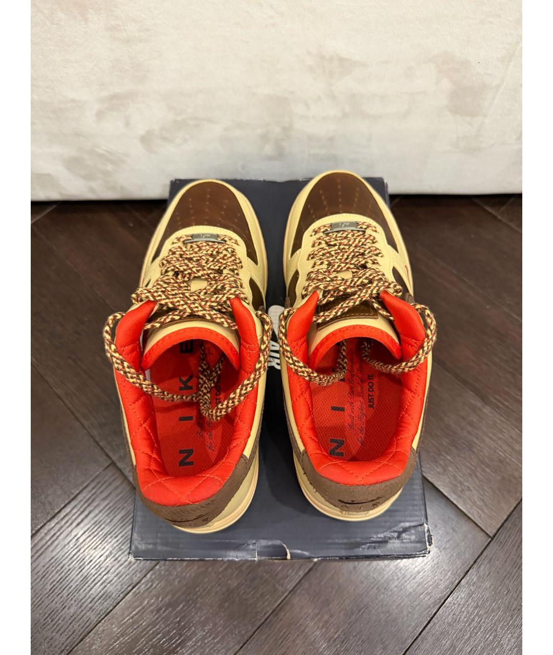 NIKE Бежевые кожаные низкие кроссовки / кеды, фото 2