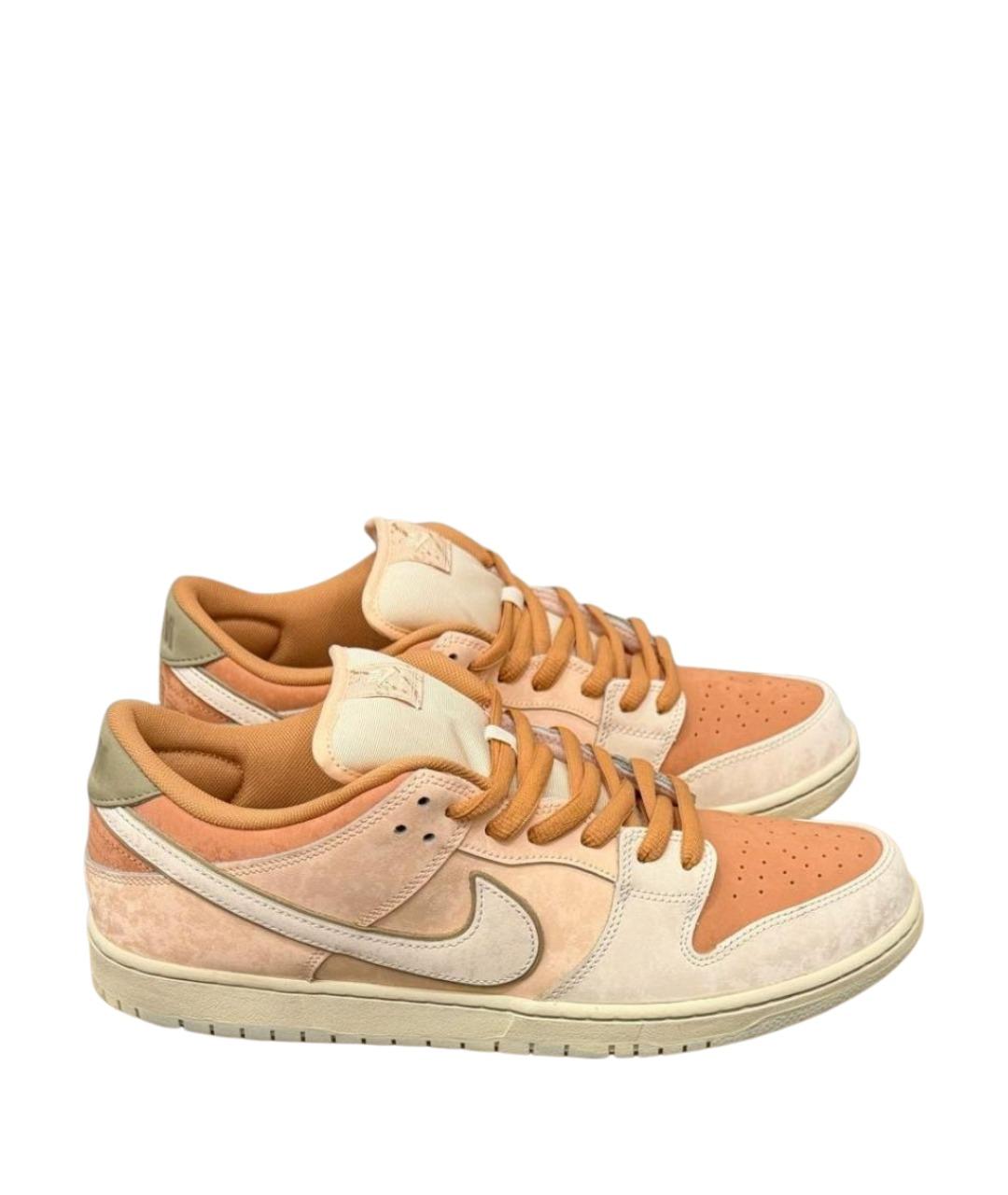 NIKE Коралловые кожаные низкие кроссовки / кеды, фото 1