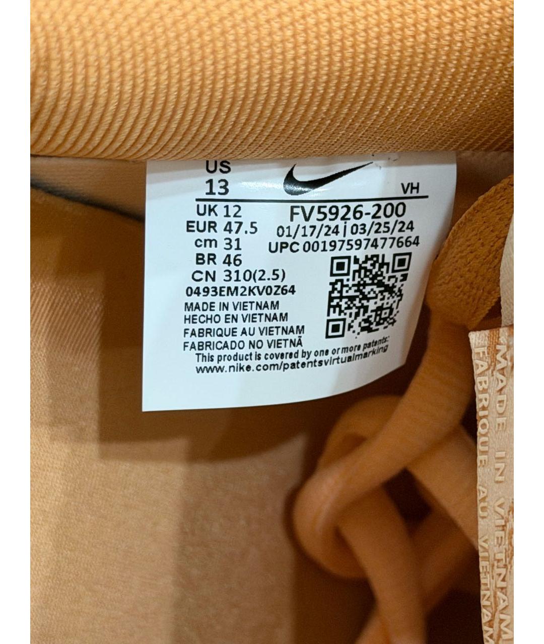 NIKE Коралловые кожаные низкие кроссовки / кеды, фото 4