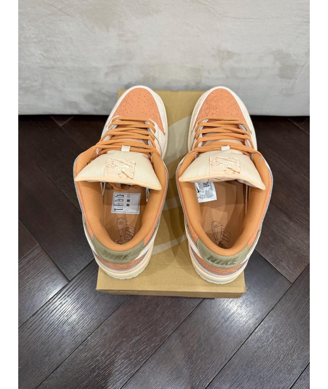 NIKE Коралловые кожаные низкие кроссовки / кеды, фото 2
