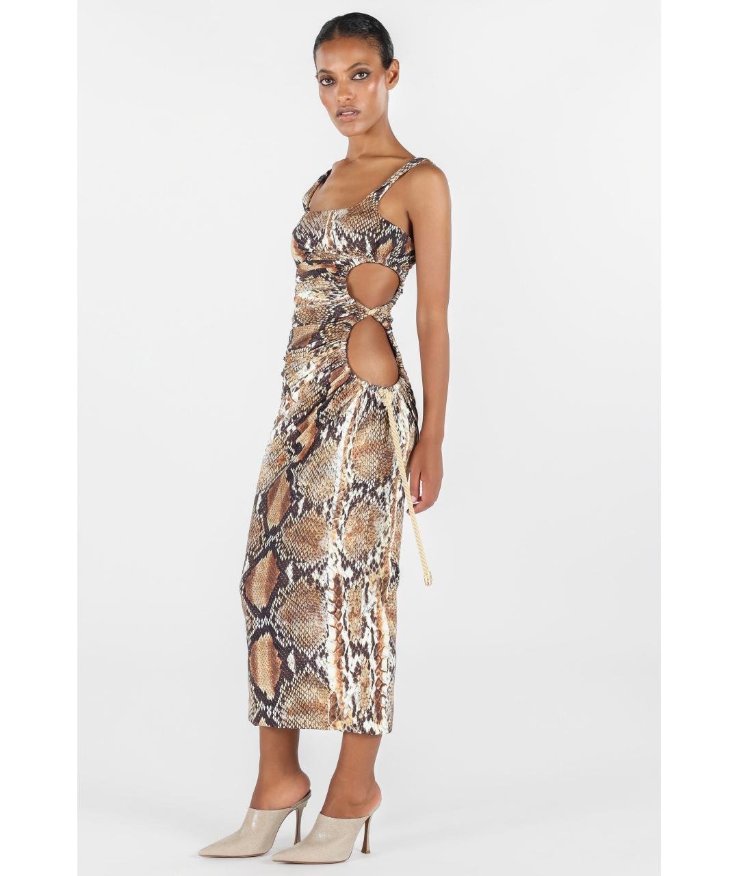 ROBERTO CAVALLI Коричневое коктейльное платье, фото 2