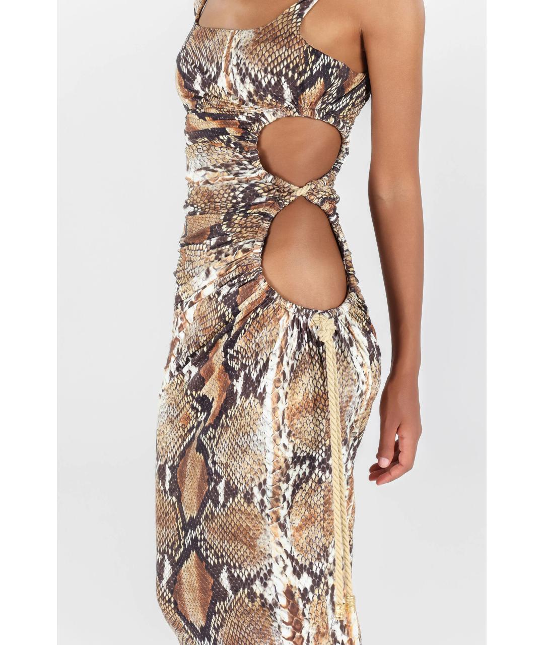 ROBERTO CAVALLI Коричневое коктейльное платье, фото 3