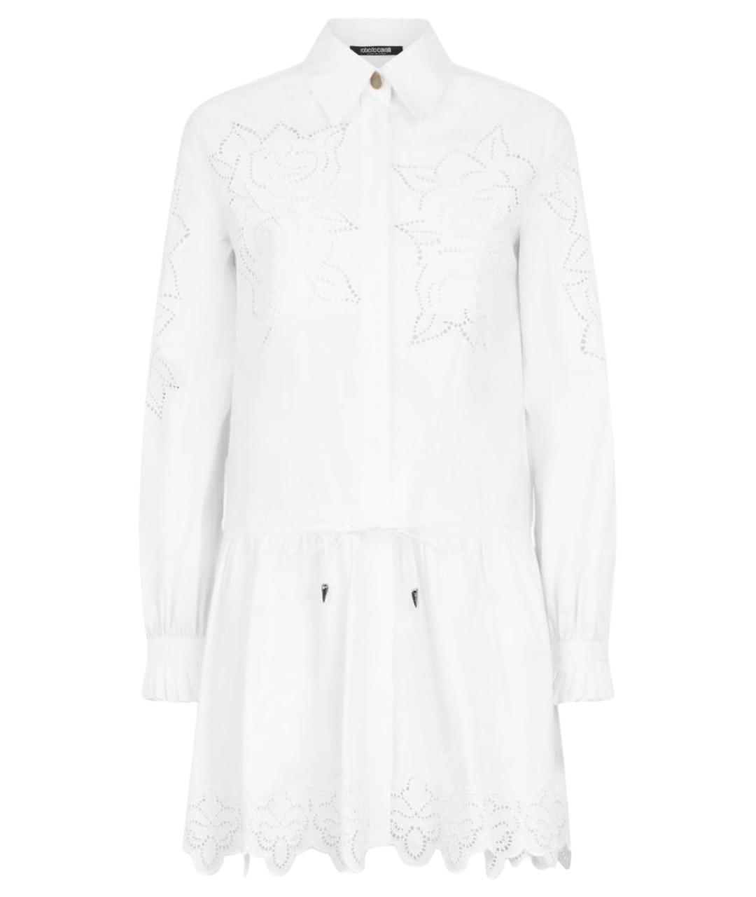 ROBERTO CAVALLI Белое хлопковое коктейльное платье, фото 1