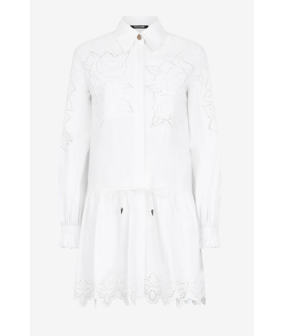 ROBERTO CAVALLI Белое хлопковое коктейльное платье, фото 5
