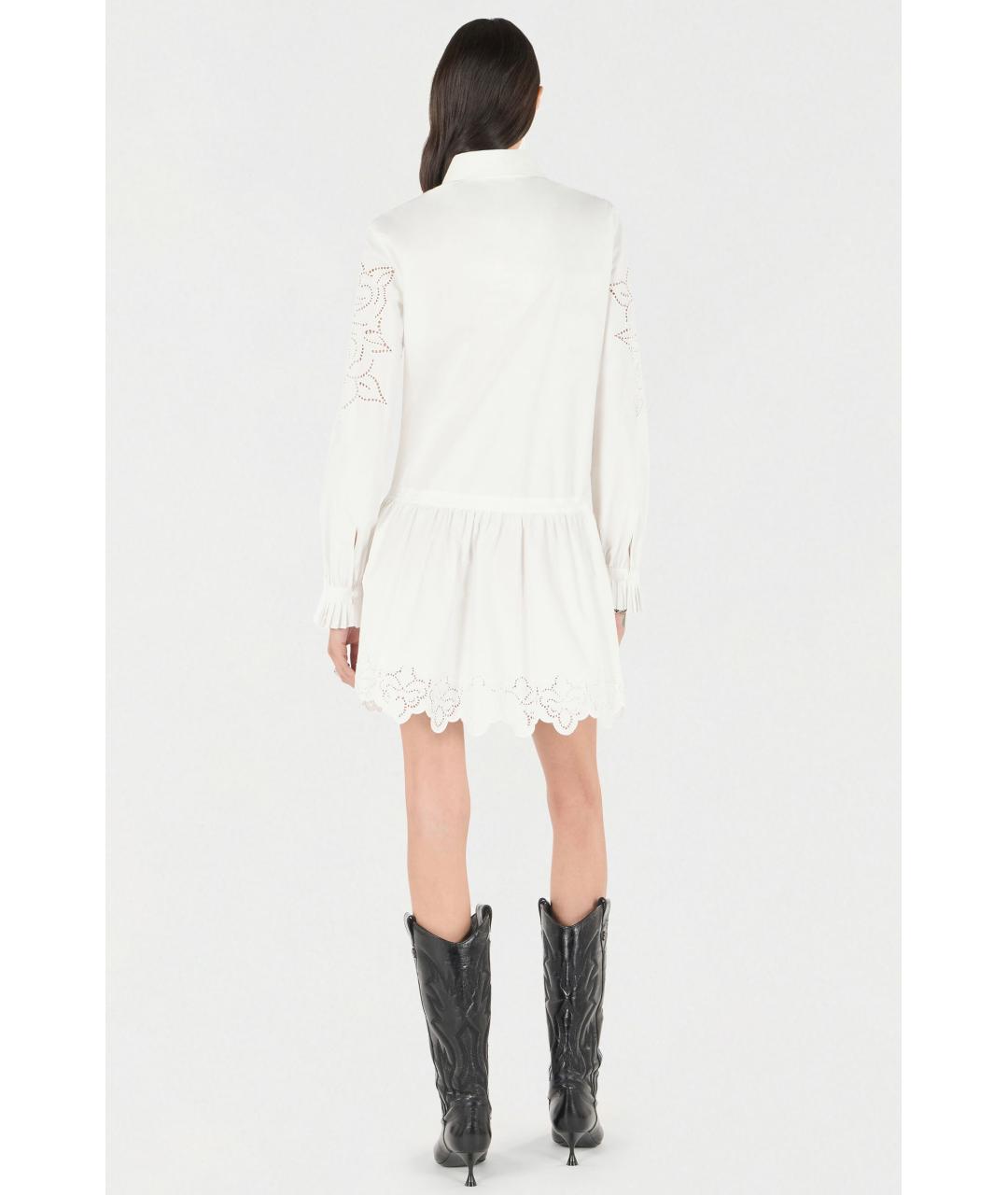 ROBERTO CAVALLI Белое хлопковое коктейльное платье, фото 4
