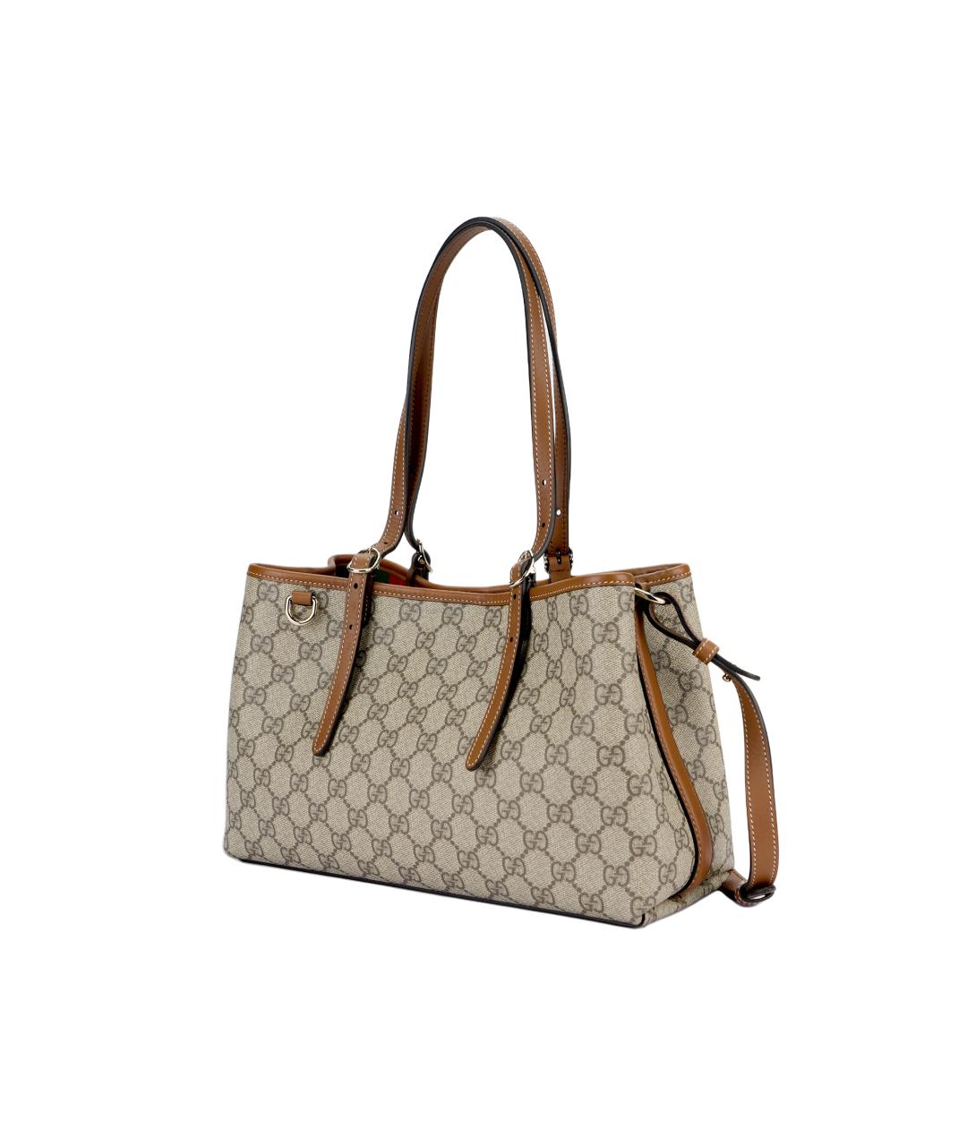 GUCCI Бежевая сумка через плечо из канвы, фото 2
