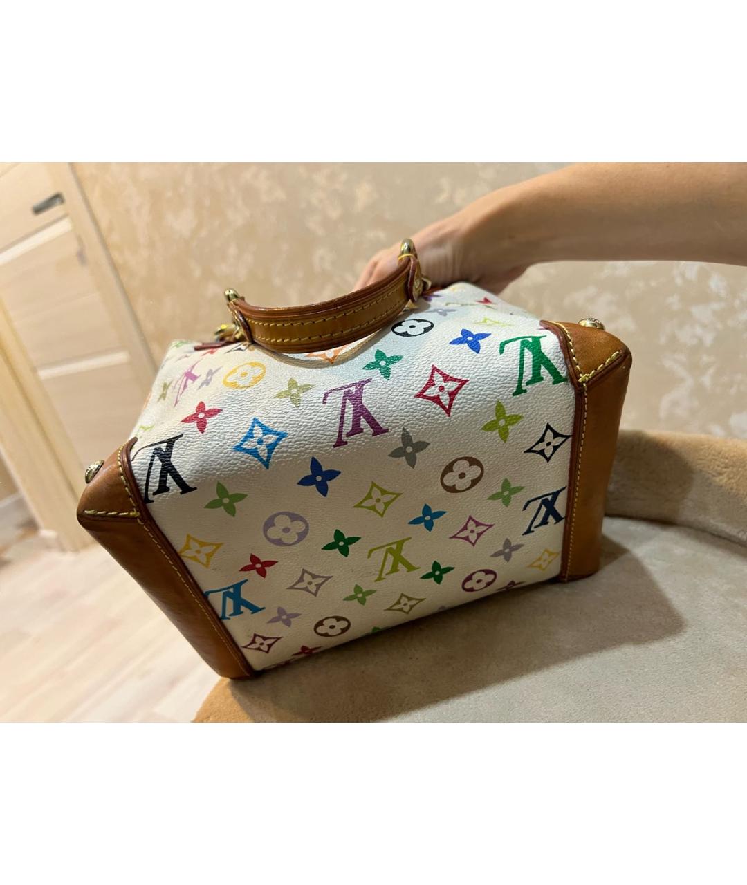 LOUIS VUITTON Белая кожаная сумка с короткими ручками, фото 5