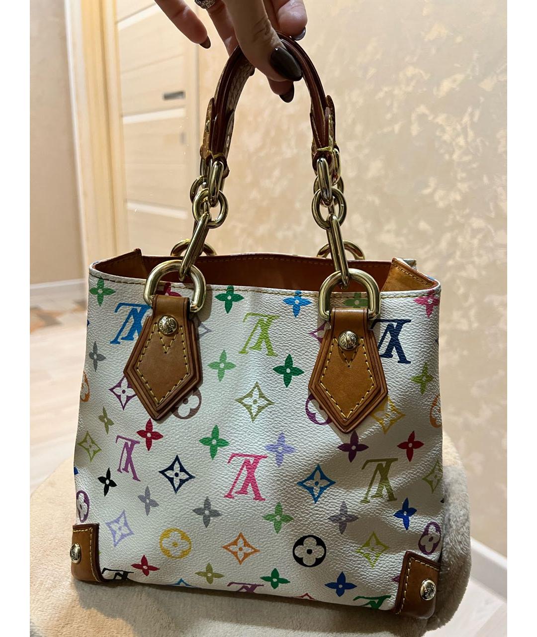 LOUIS VUITTON Белая кожаная сумка с короткими ручками, фото 9