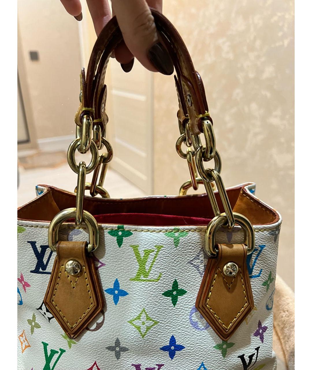 LOUIS VUITTON Белая кожаная сумка с короткими ручками, фото 7