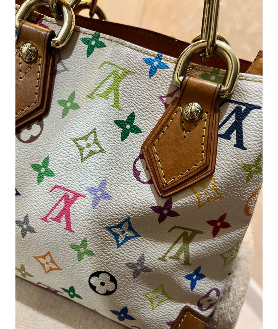 LOUIS VUITTON Белая кожаная сумка с короткими ручками, фото 3