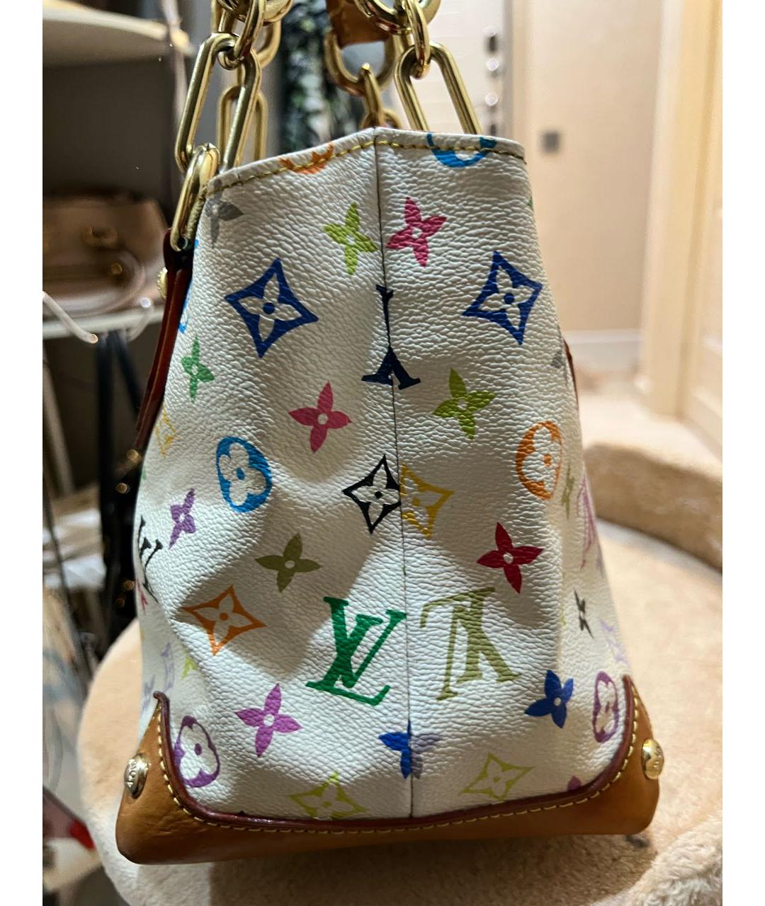 LOUIS VUITTON Белая кожаная сумка с короткими ручками, фото 6