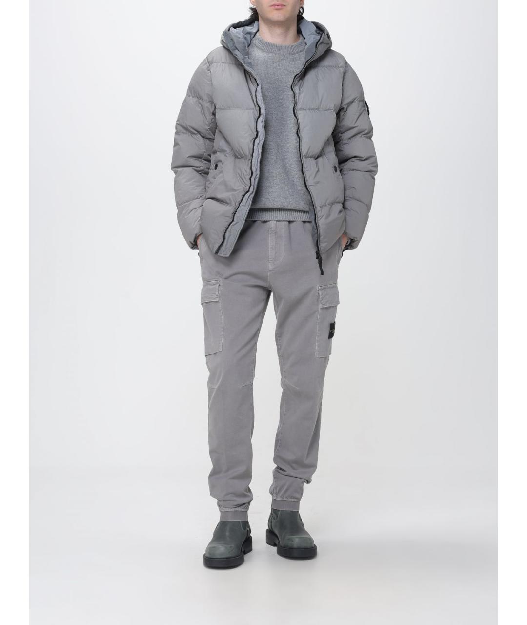 STONE ISLAND Серые полиамидовые повседневные брюки, фото 2